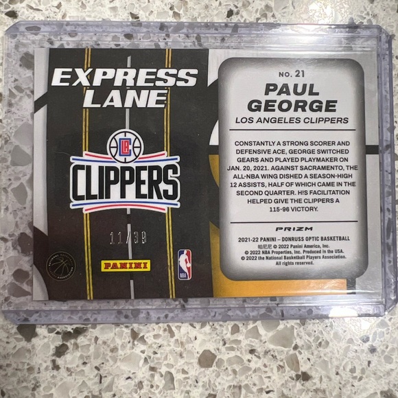 PAUL GEORGE 11/39 OPTIC CARD ORANGE PRIZM EXPRESS LANE CLIPPERS🔥 - Picture 3 of 3